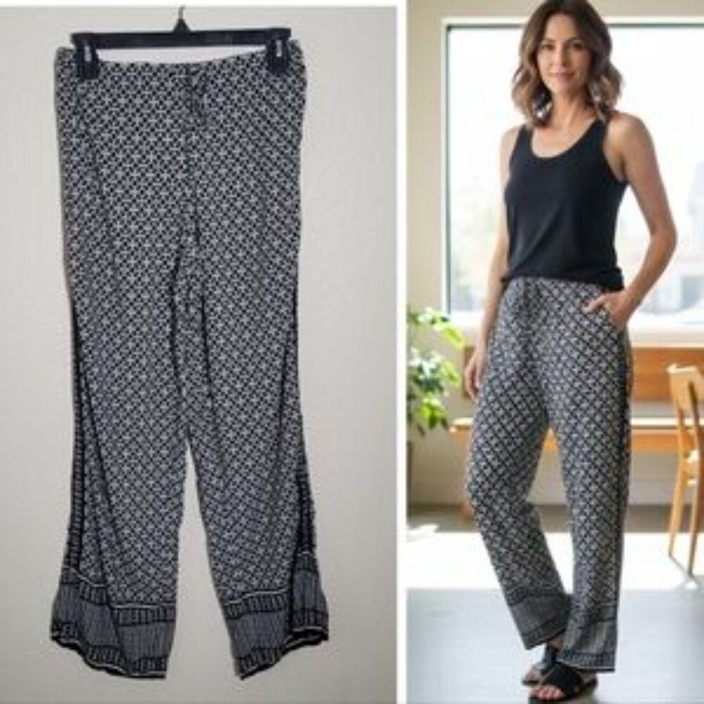 Max Studio | Geometric Print Pull On Pants S Drapey Flowy Bohemian Hippie Indie